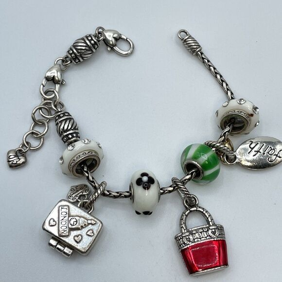 Brighton Snake Chain European Charms Bracelet Silver Tone Statement Chunky - Picture 1 of 7